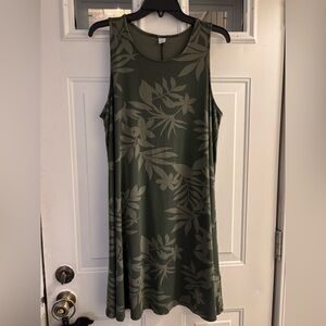 Floral Olive Green Sleeveless Dress